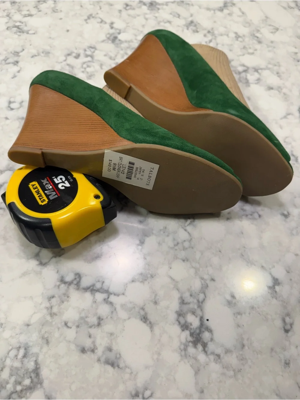 Talbots Emerald Green Peep-Toe Wedge Heels